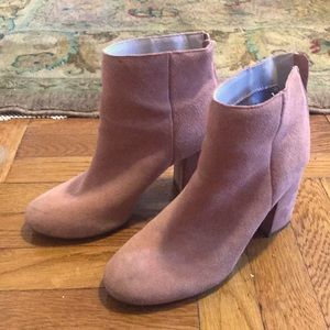 Pink suede ankle booties